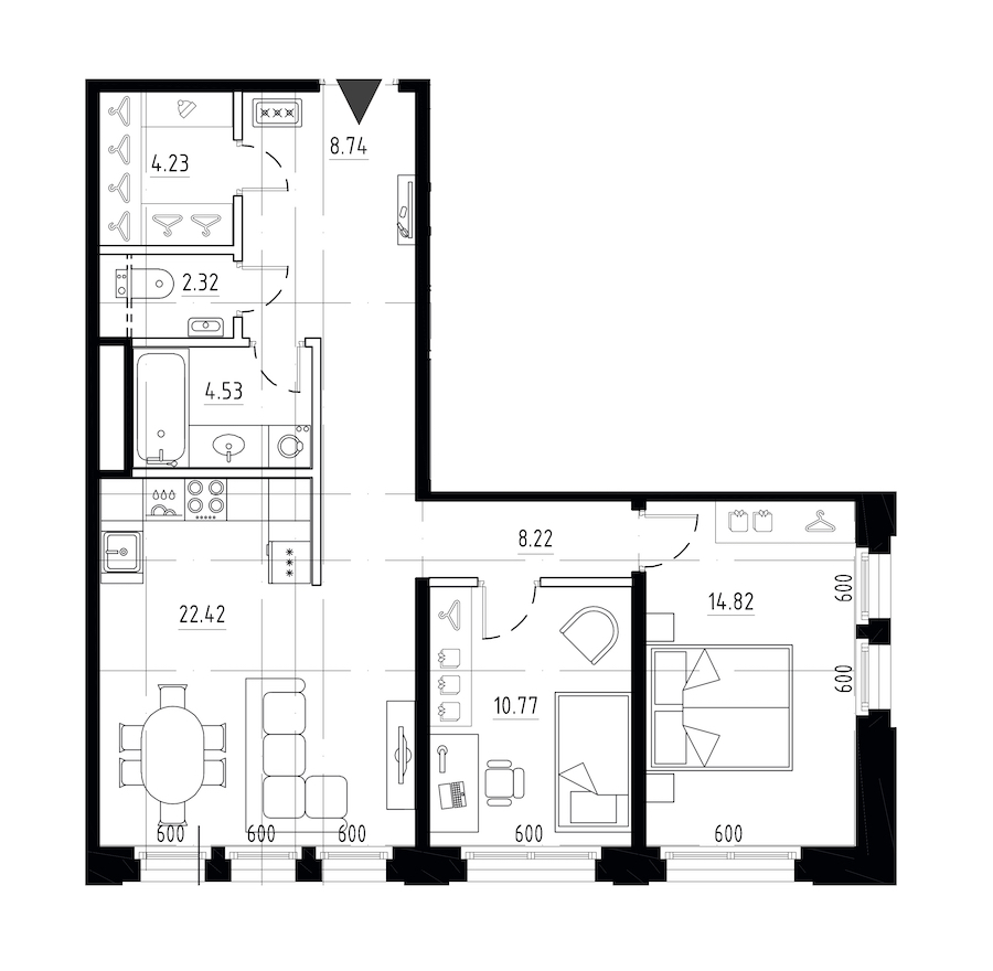 2-комнатная квартира 76.05 м², 2/9 эт., ЖК «LEGENDA Малоохтинский 68»